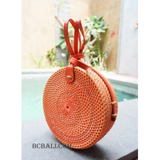 circle sling bags fashion handmade rattan